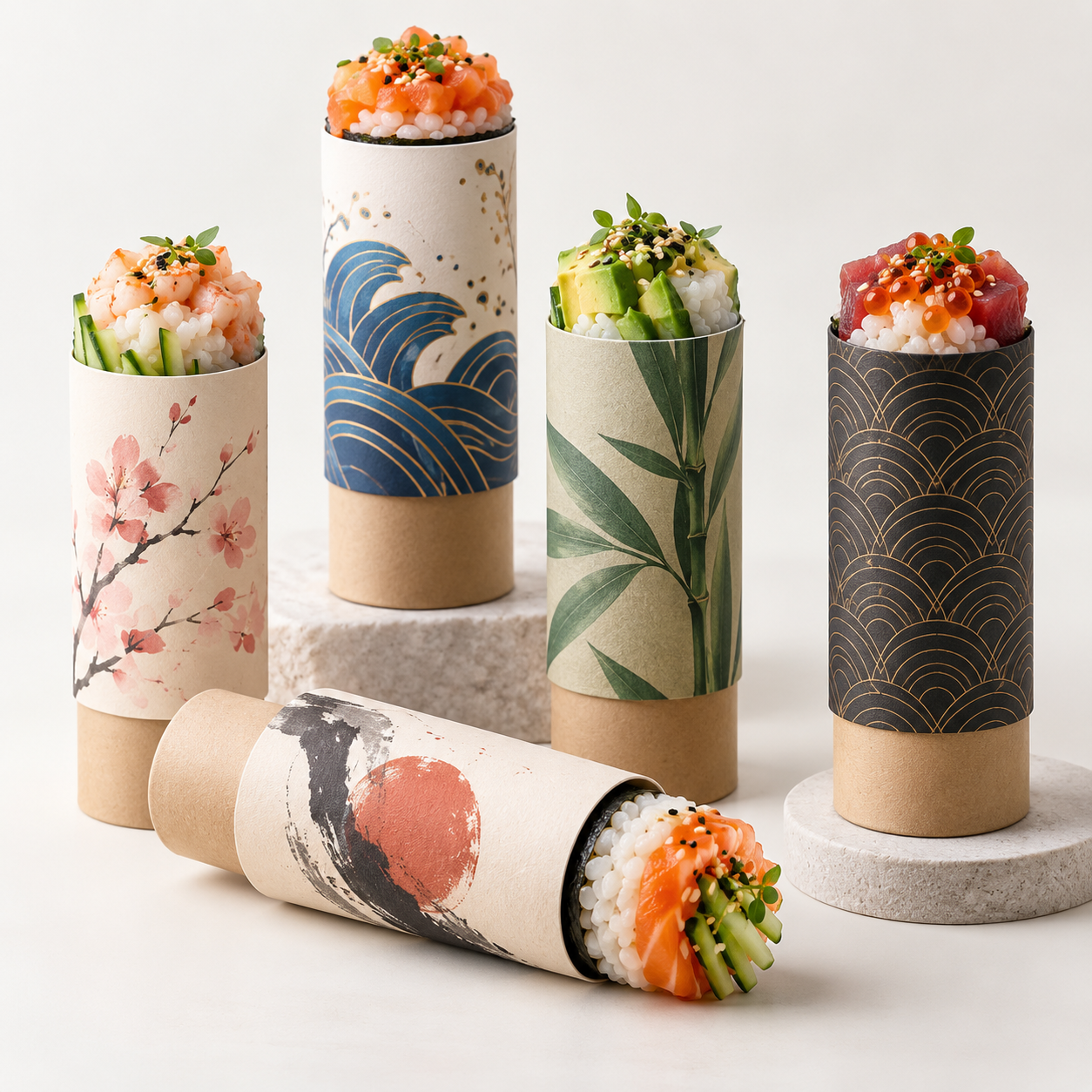 صورة توضيحية لأنابيب سوشي ورقية Push-Pop ضمن خيارات قيد دراسة التوريد